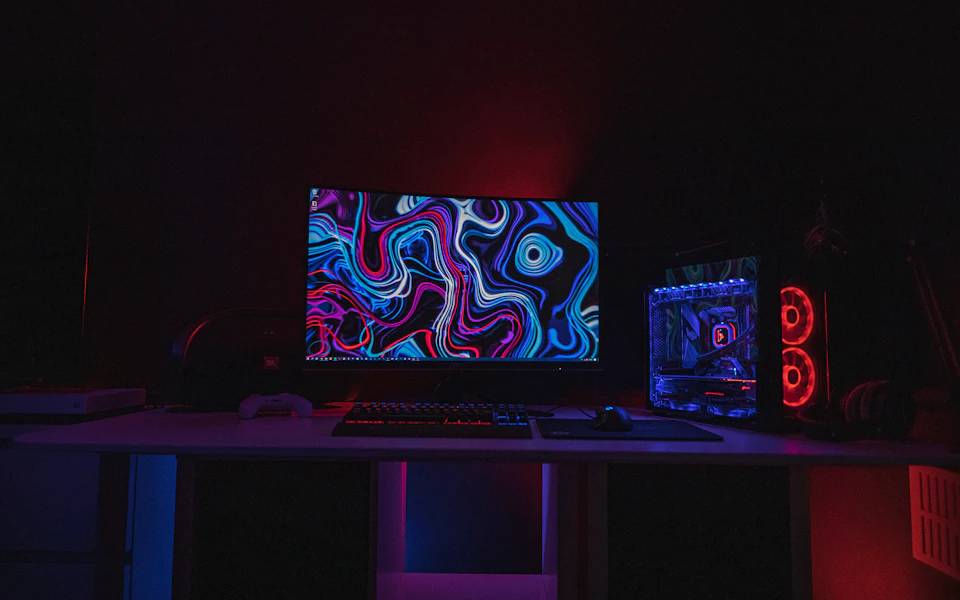 Compact desk setup